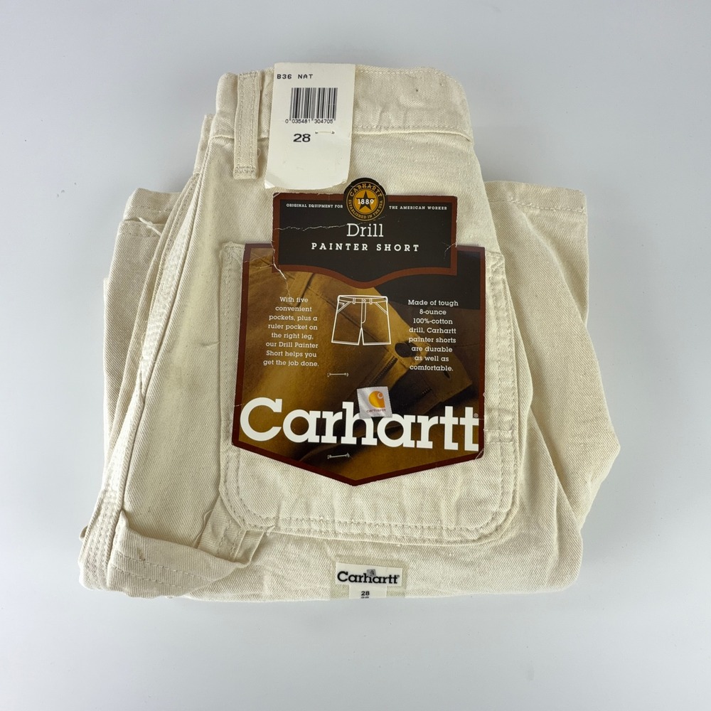 Carhartt B36 NAT Drill Painter Shorts Mens 28 Natural White Cotton Canvas NWT